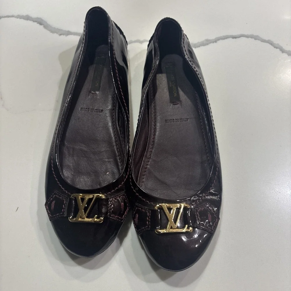 louis vuitton oxford Ballet Flats Burgundy Size 5